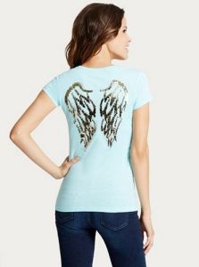 GUESS dámské tričko Jasleen Sequin Wing Tee