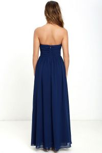 Lulus dámské šaty All Afloat Strapless Maxi Dress tmavě modrá