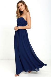 Lulus dámské šaty All Afloat Strapless Maxi Dress tmavě modrá