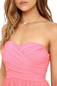 Lulus dámské šaty All Afloat Strapless Maxi Dress korálová růžová