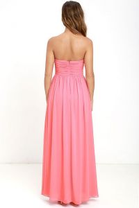 Lulus dámské šaty All Afloat Strapless Maxi Dress korálová růžová