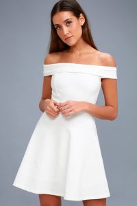 Lulus dámské šaty Season of Fun White Off-the-Shoulder