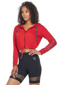 GUESS mikina Caze Cropped Zip-Up Hoodie