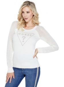 GUESS dámský svetr Pammy Mesh Logo Sweater | XL