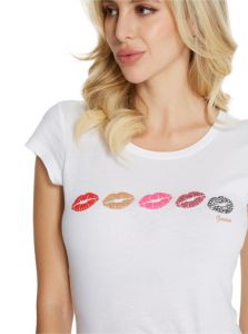 GUESS dámské tričko Stona Lip Graphic Tee