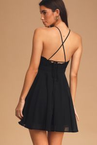 Lulus dámské šaty About That Love Black Lace Mini