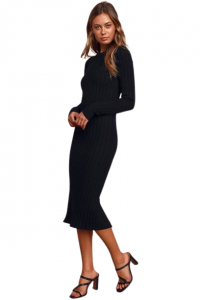 Lulus dámské svetrové šaty The Best Yet Black Ribbed Bodycon | L