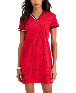 Tommy Hilfiger dámské šaty Dot-Print V-Neck | XS, S, M, L, XL