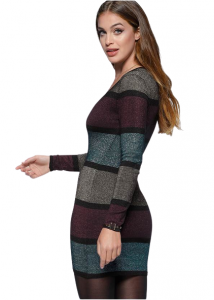 VENUS dámské svetrové šaty Striped  | XS, S