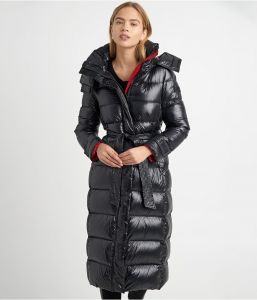 KARL LAGERFELD PARIS dlouhá zimní péřová prošívaná bunda, kabát CONTRAST černá | XS, L