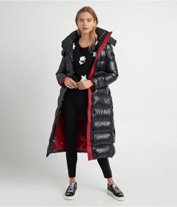 KARL LAGERFELD PARIS dlouhá zimní péřová bunda, kabát CONTRAST AKCE