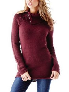 GUESS dámský svetr Damita Zip Collar Sweater vínová | S