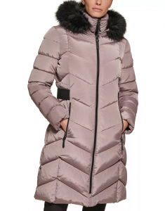 Calvin Klein prošívaná dámská bunda,kabát Faux-Fur-Trim | M