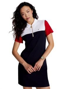 Tommy Hilfiger dámské šaty Colorblock Quarter-Zip  | XS, M, L, XL, XXL