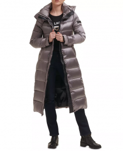 KARL LAGERFELD dlouhá zimní péřová prošívaná bunda, kabát CONTRAST | XS, S, M, L, XL