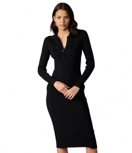 KARL LAGERFELD PARIS dámské šaty SPLIT NECK RIB  | XS, S, M, L, XL