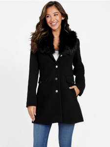 GUESS dámský kabát Oralia Faux-Fur Shawl  | XS, S, L
