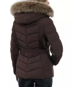 Michael Kors dámská zimní bunda s páskem a kapucí