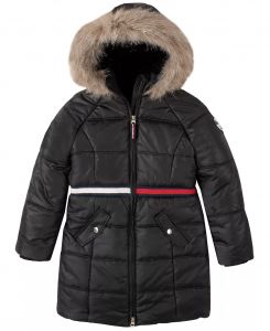 Tommy Hilfiger dívčí, dětská zimní bunda, kabát Long Hooded  | 110, 116