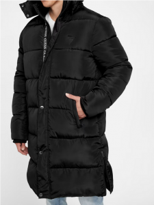 GUESS pánská zimní dlouhá bunda, kabát Eco Ralf
