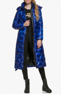 KARL LAGERFELD PARIS dlouhý zimní prošívaný péřový kabát, bunda IRIDESCENT  | M