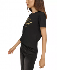 KARL LAGERFELD dámské tričko Women's Metallic Logo Print T-Shirt
